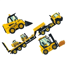 Construction Theme Heavy Vehicles Transparent Sticker Set